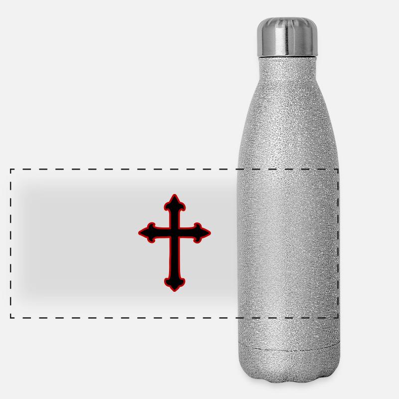 Cross Symbol Christianity Panoramic Glitter Thermal Bottle 500 ml