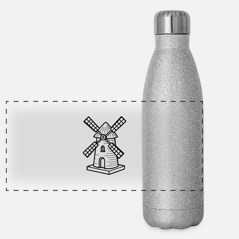 Windmühle Symbol Mühle Panorama Glitzer Isolierflasche 500 ml