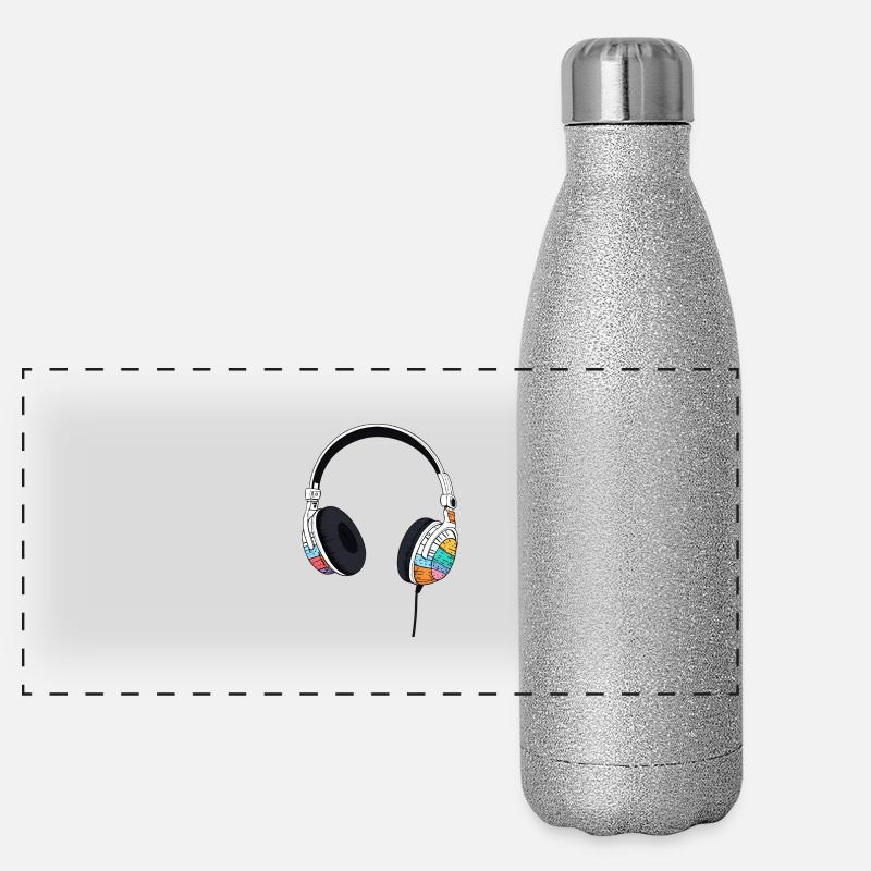 Headphones Headset Comic Style Panoramic Glitter Thermal Bottle 500 ml