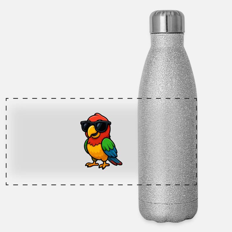 Lunettes de soleil perroquet Bande dessinée Gourde isotherme panoramique pailletée 500 ml