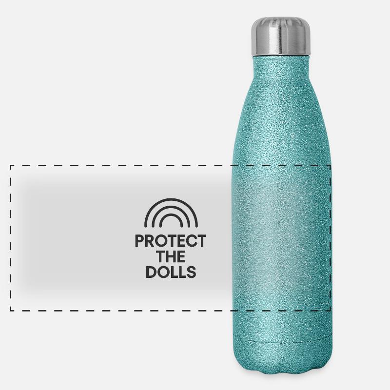 Protect the dolls Schutzmotiv Regenbogen Design Panorama Glitzer Isolierflasche 500 ml