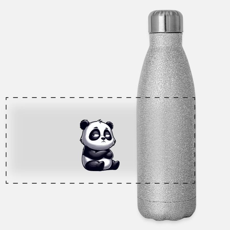 Lustiger Panda Comic Skurril Skeptischer Bulle Panorama Glitzer Isolierflasche 500 ml