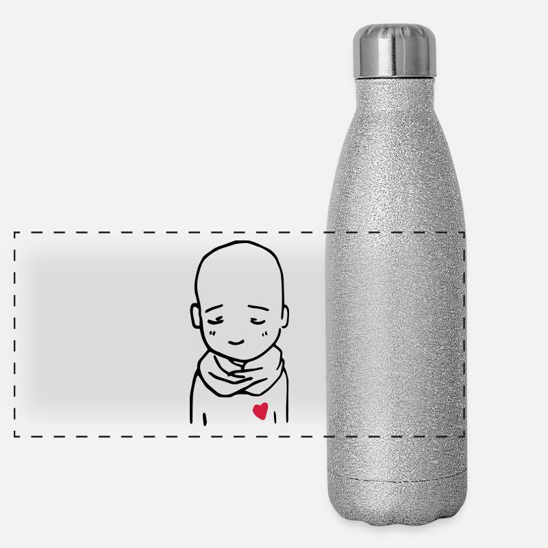 Schüchterner Junge Panorama Glitzer Isolierflasche 500 ml