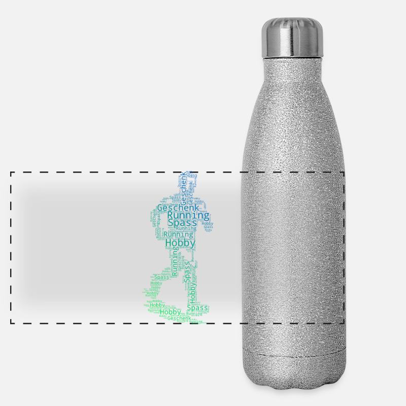 Kurz und klar Running - Panorama Glitzer Isolierflasche 500 ml - Silber Glitzer