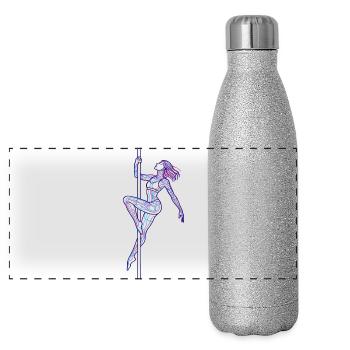 Line Art Frau Pole Dance Illustration Geschenk - Panorama Glitzer Isolierflasche 500 ml - Silber Glitzer - Vorne