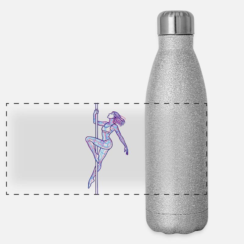 Line Art Frau Pole Dance Illustration Geschenk Panorama Glitzer Isolierflasche 500 ml