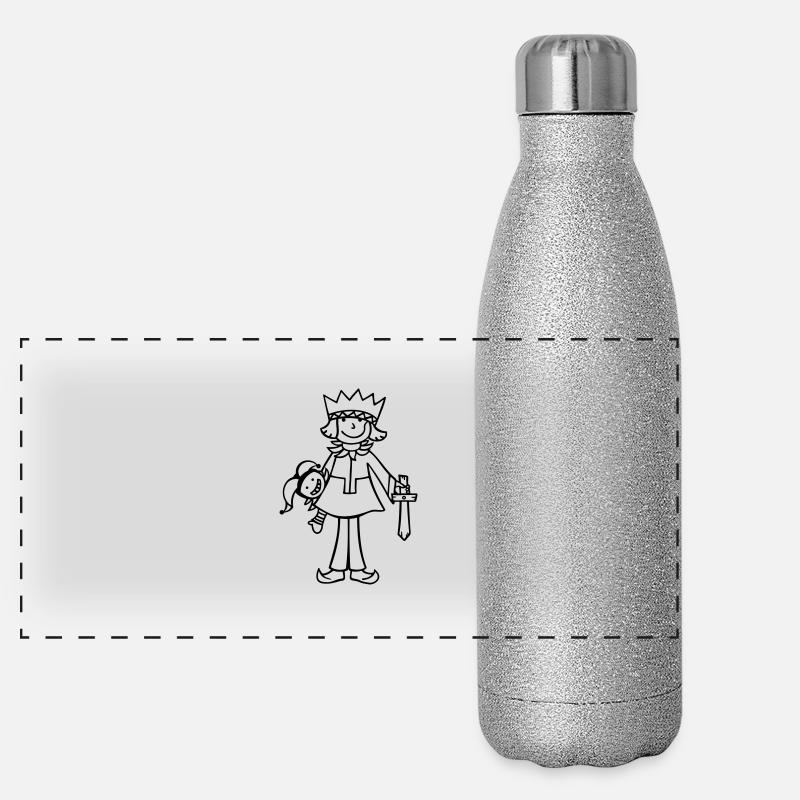 Prinz Prinzessin Harlekin Schwert Panorama Glitzer Isolierflasche 500 ml