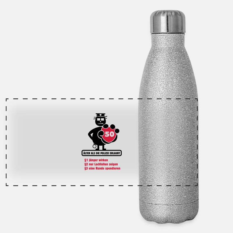 50th Birthday Shirt "Older than the allowed ..." Panoramic Glitter Thermal Bottle 500 ml