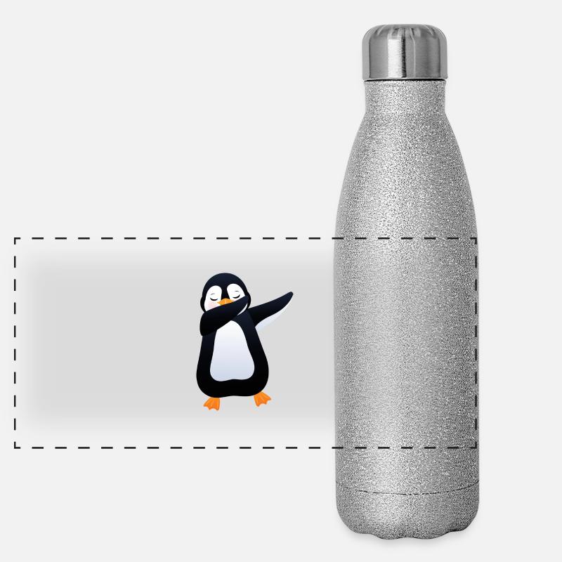 Penguin Dab Dance - Cool Gift Panorama Glitzer Isolierflasche 500 ml