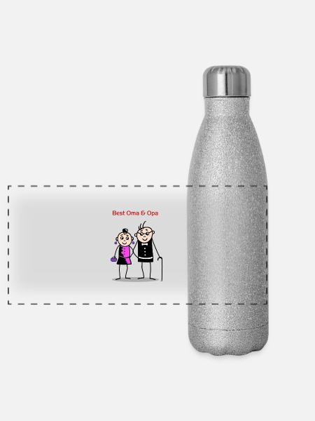 Best Oma & Opa - Panoramic Glitter Thermal Bottle 500 ml - silver glitter - Front