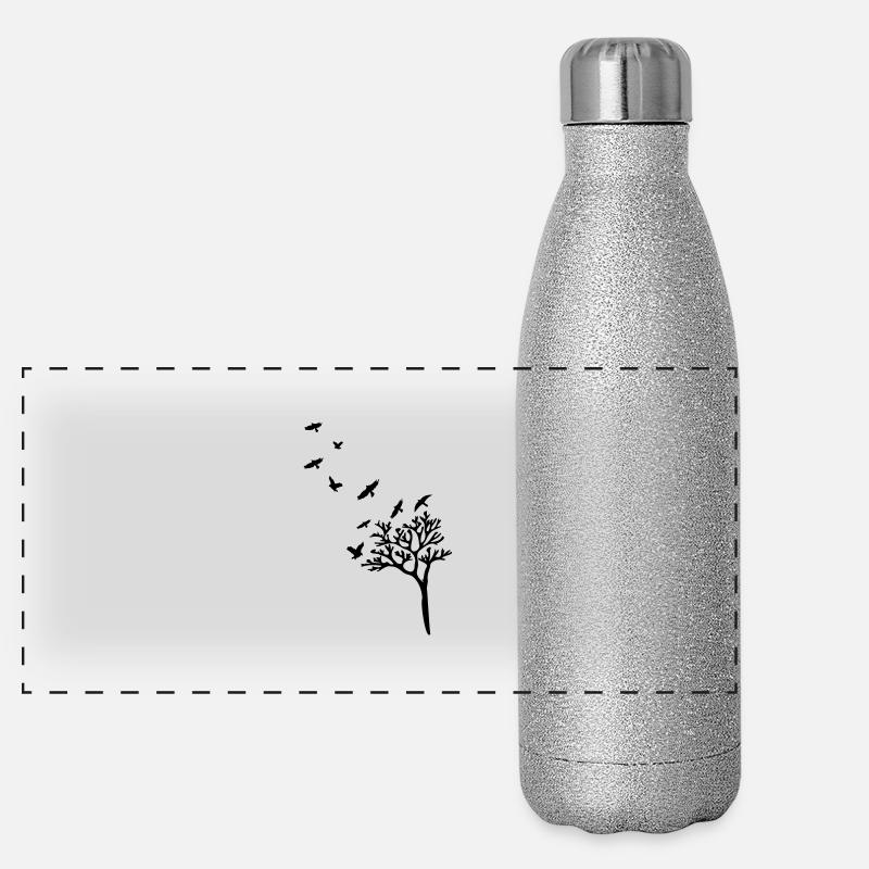 trees_birds_shilouette Gourde isotherme panoramique pailletée 500 ml