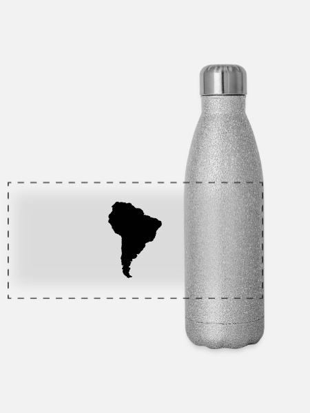 south_america_1 - Panoramic Glitter Thermal Bottle 500 ml - silver glitter - Front