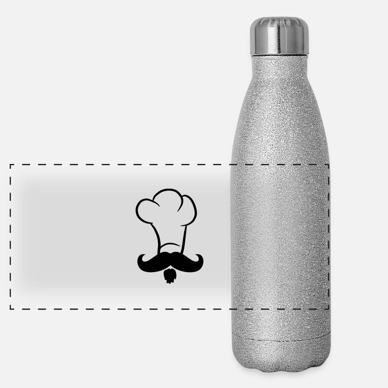 Chefkoch Mustache Moustache Kochmütze Panorama Glitzer Isolierflasche 500 ml