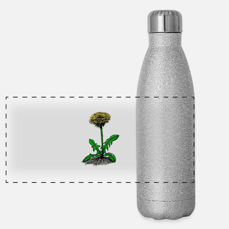 Löwenzahn Illustration Panorama Glitzer Isolierflasche 500 ml