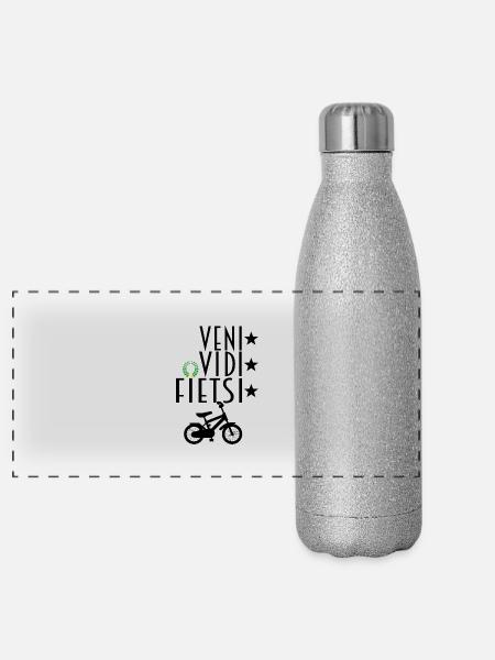 VENI VIDI ( FIETSI ) VICI - Panoramic Glitter Thermal Bottle 500 ml - silver glitter - Front