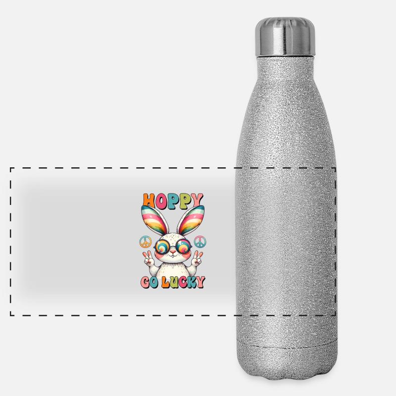 Pâques Pâques Lapin Veille de Pâques Dimanche de Pâques Oeuf de Pâques Printemps Gourde isotherme panoramique pailletée 500 ml