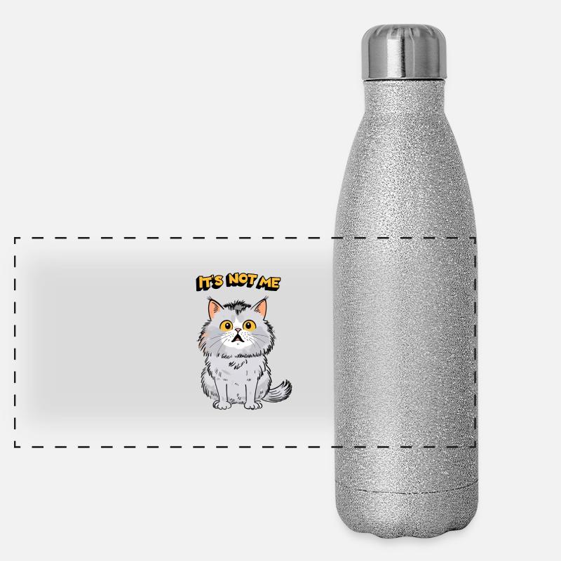 Das graue Kätzchen, süße Katze Panorama Glitzer Isolierflasche 500 ml
