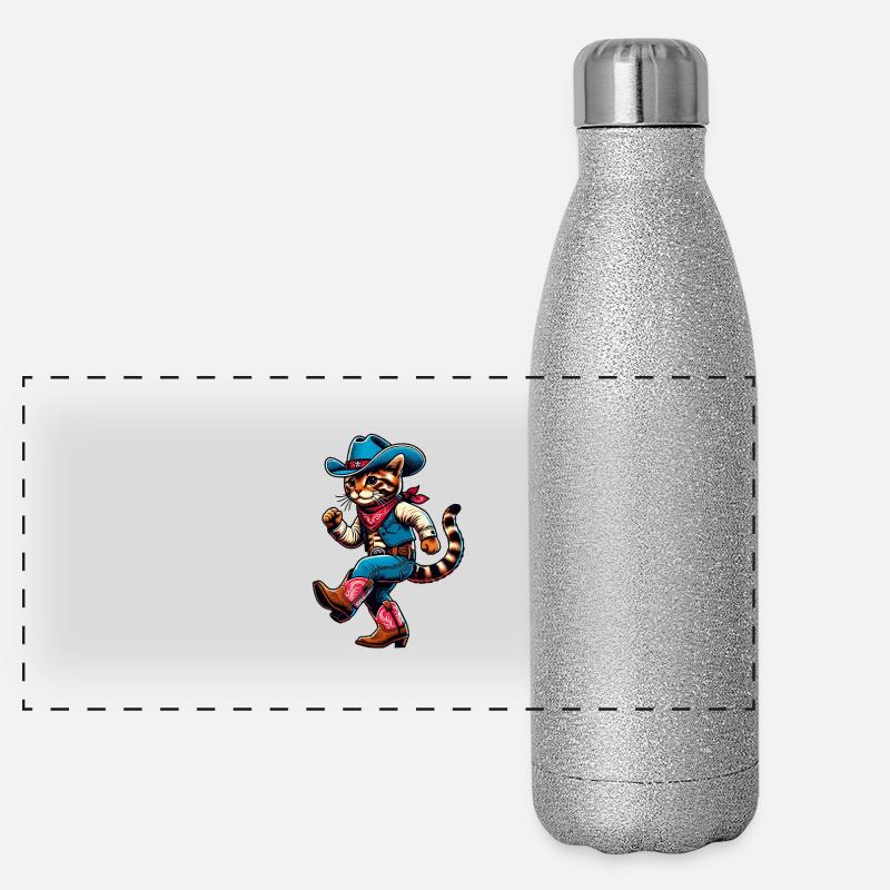 Line Dance Western Cowboy Katze Panorama Glitzer Isolierflasche 500 ml