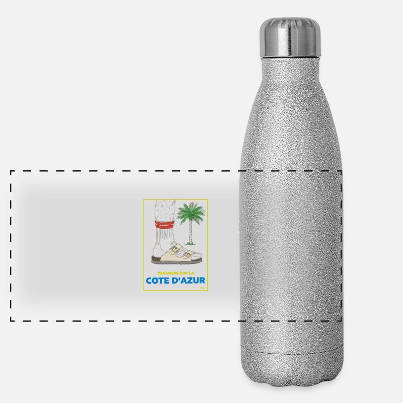 Urlaub an der Côte d'Azur Panorama Glitzer Isolierflasche 500 ml