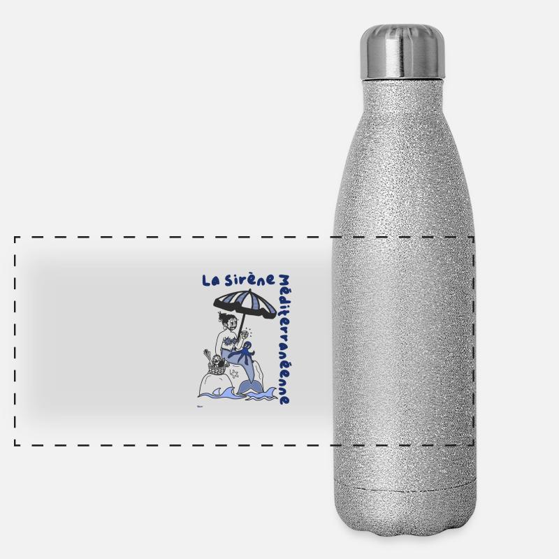 The Mediterranean mermaid, retro style Panoramic Glitter Thermal Bottle 500 ml