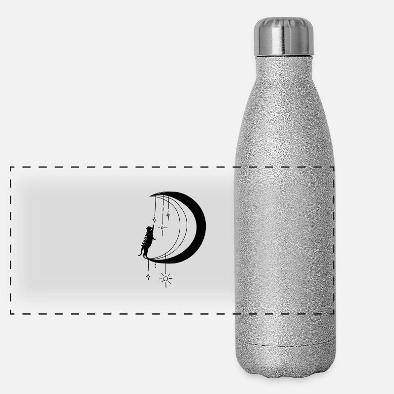 Meow_cat_Black Panorama Glitzer Isolierflasche 500 ml