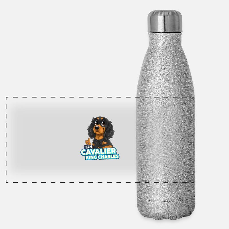 TEAM Cavalier King Charles - Noir et Feu Gourde isotherme panoramique pailletée 500 ml