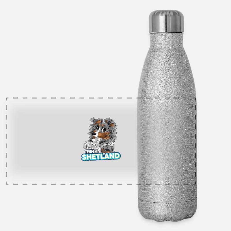 TEAM Shetland - Bleu Merle Tricolore Gourde isotherme panoramique pailletée 500 ml