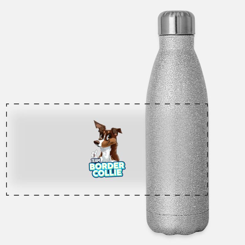TEAM Border Collie Kurzhaar - Rot Trikolore Panorama Glitzer Isolierflasche 500 ml