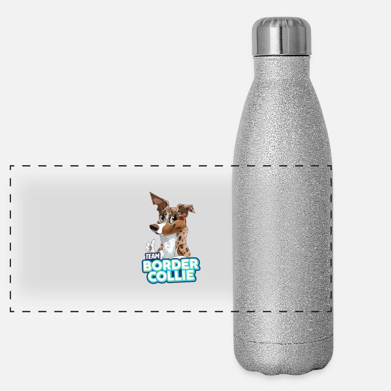 TEAM Border Collie Poils Courts - Rouge MerleTri Gourde isotherme panoramique pailletée 500 ml