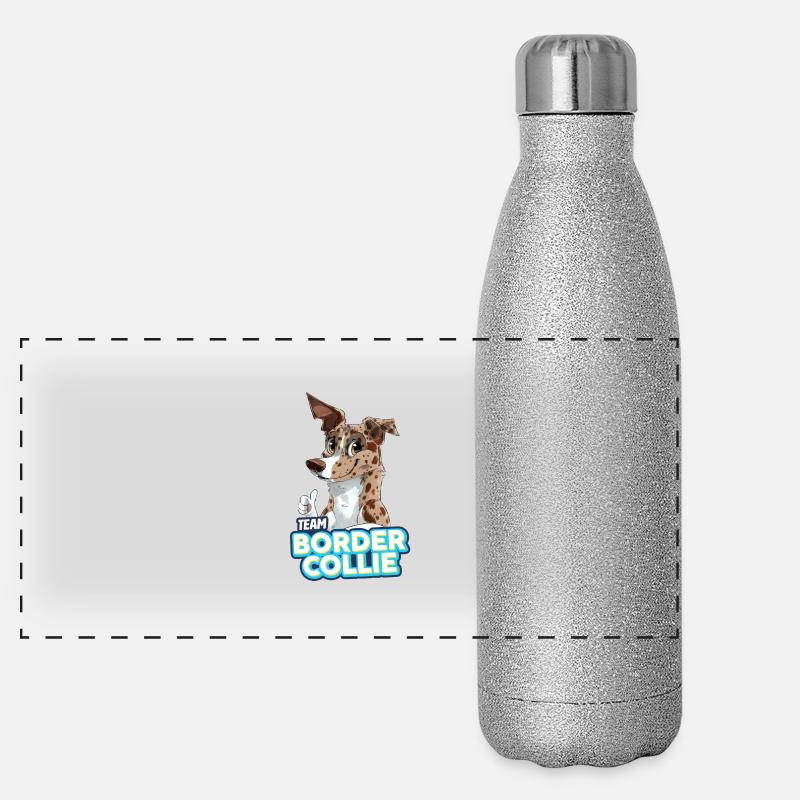 TEAM Border Collie Kurzflor - Merle Red Panorama Glitzer Isolierflasche 500 ml
