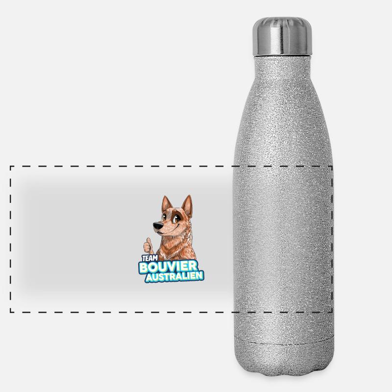 TEAM Australian Cattle Dog - Red - Panoramic Glitter Thermal Bottle 500 ml - silver glitter