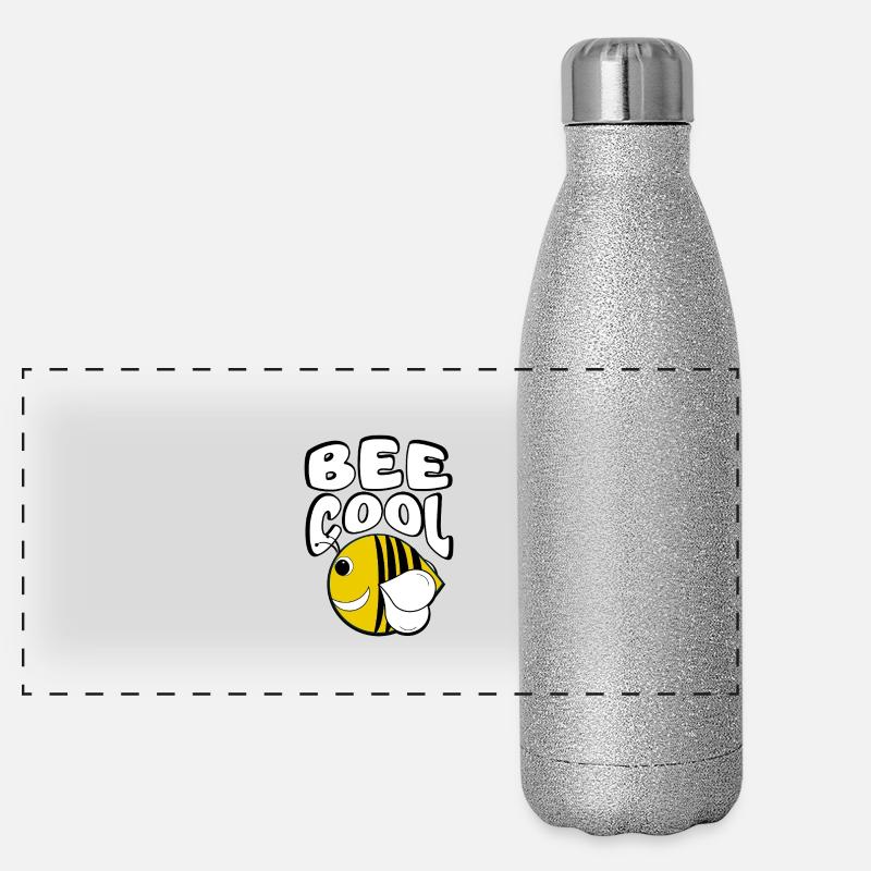 Coole Biene - Panorama Glitzer Isolierflasche 500 ml - Silber Glitzer