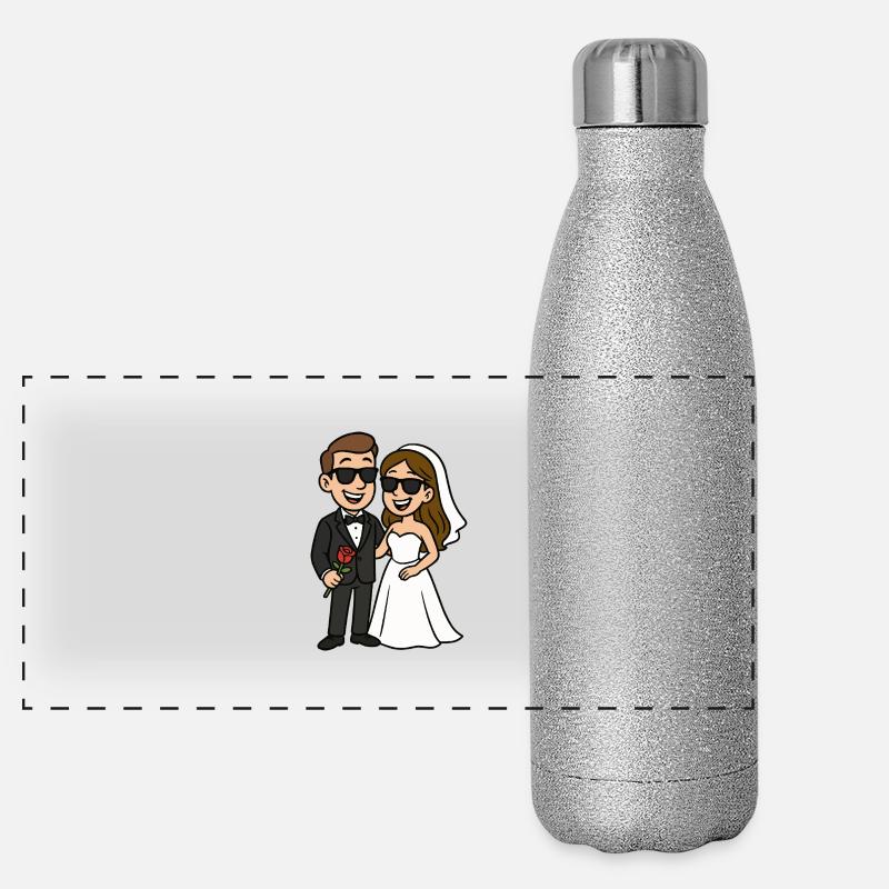 brautpaar sonnenbrille cartoon Panorama Glitzer Isolierflasche 500 ml