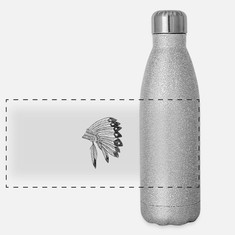 Indianer, Federn Panorama Glitzer Isolierflasche 500 ml
