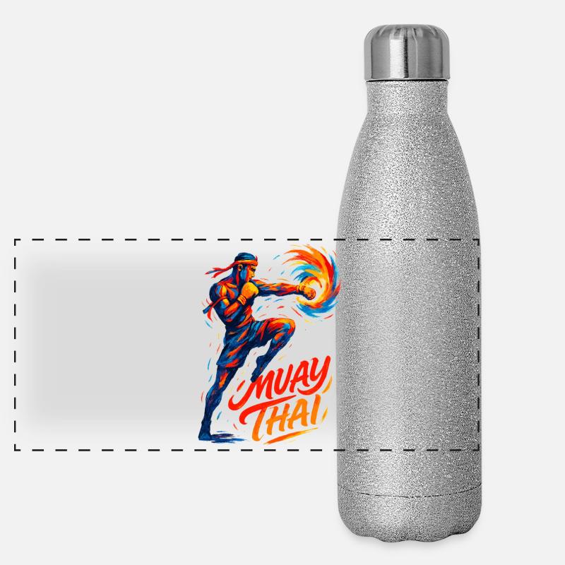 Muay Thai Boxing Kickboxing Boxer Gift Panoramic Glitter Thermal Bottle 500 ml