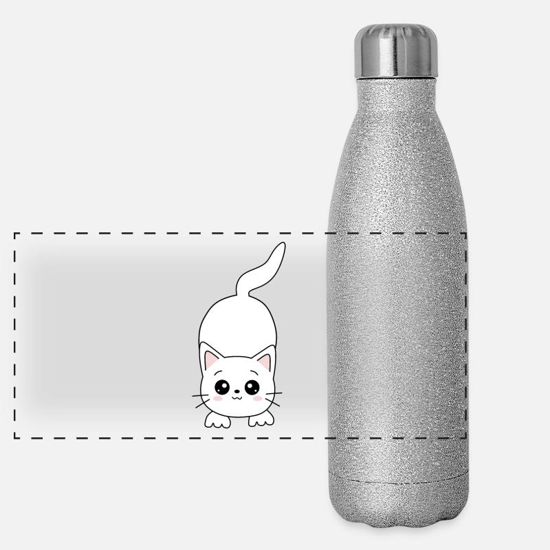 Chat Blanc Blanc Chats Kawaii Chat Mignon Gourde isotherme panoramique pailletée 500 ml