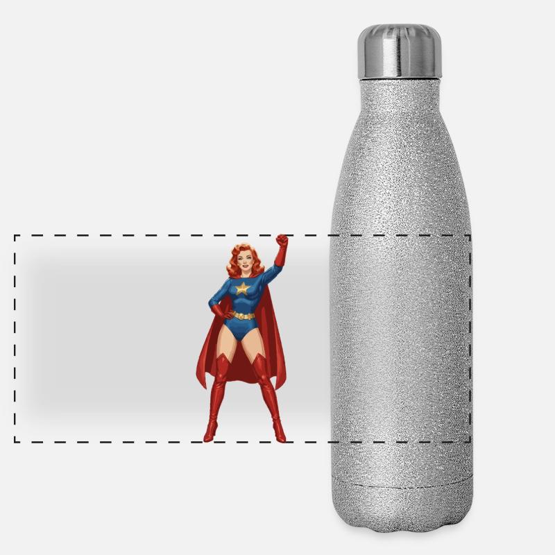 Superfrau Panorama Glitzer Isolierflasche 500 ml