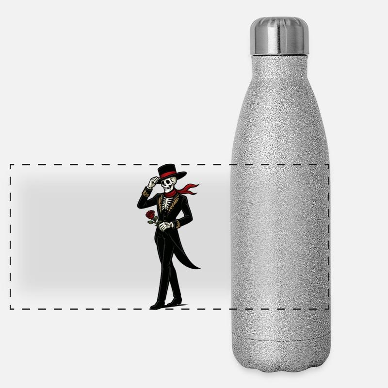 Skeleton Mariachi Rose Panoramic Glitter Thermal Bottle 500 ml