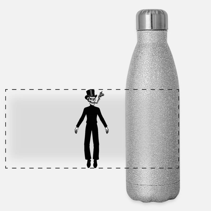 RICH SKULL #2 - black & white Panoramic Glitter Thermal Bottle 500 ml