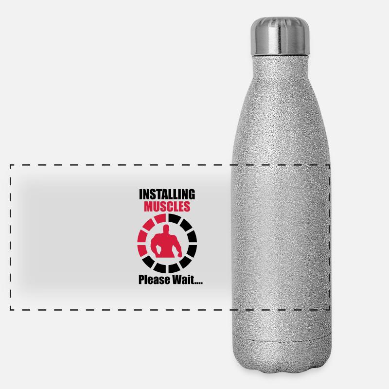 Installing Muscles (Loading) Funny Panorama Glitzer Isolierflasche 500 ml
