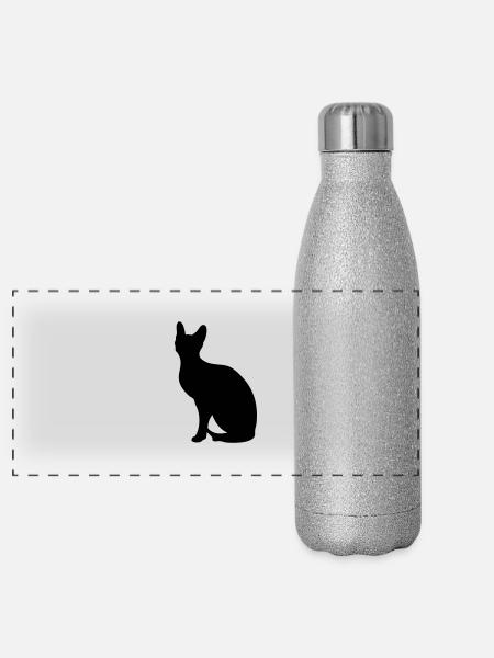 Sphynx - libre choix de la couleur - Gourde isotherme panoramique pailletée 500 ml - paillettes argentées - Devant