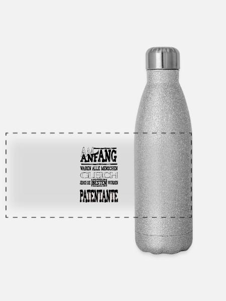 Am Anfang PATENTANTE - Panorama Glitzer Isolierflasche 500 ml - Silber Glitzer