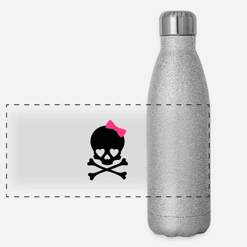Kleinen Mädchen Totenkopf Panorama Glitzer Isolierflasche 500 ml