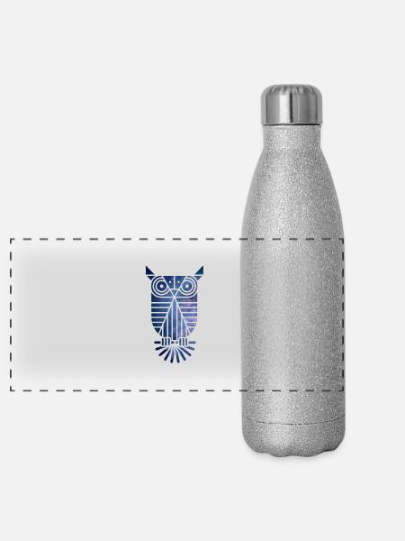 Hibou - Gourde isotherme panoramique pailletée 500 ml - paillettes argentées