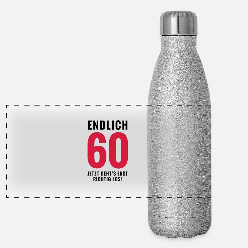 Endlich 60 - Geburtstag Panorama Glitzer Isolierflasche 500 ml