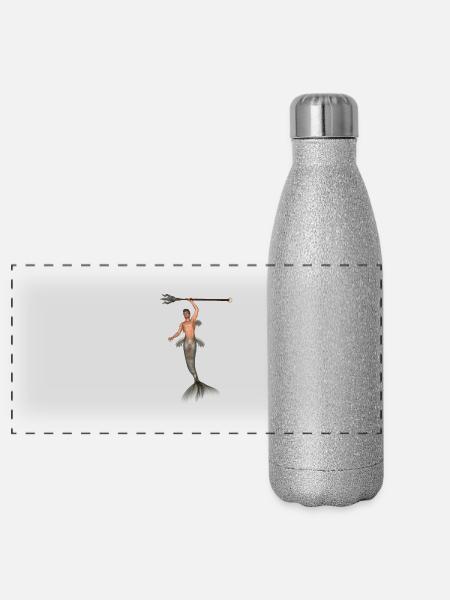 Poseidon - Panorama Glitzer Isolierflasche 500 ml - Silber Glitzer - Vorne