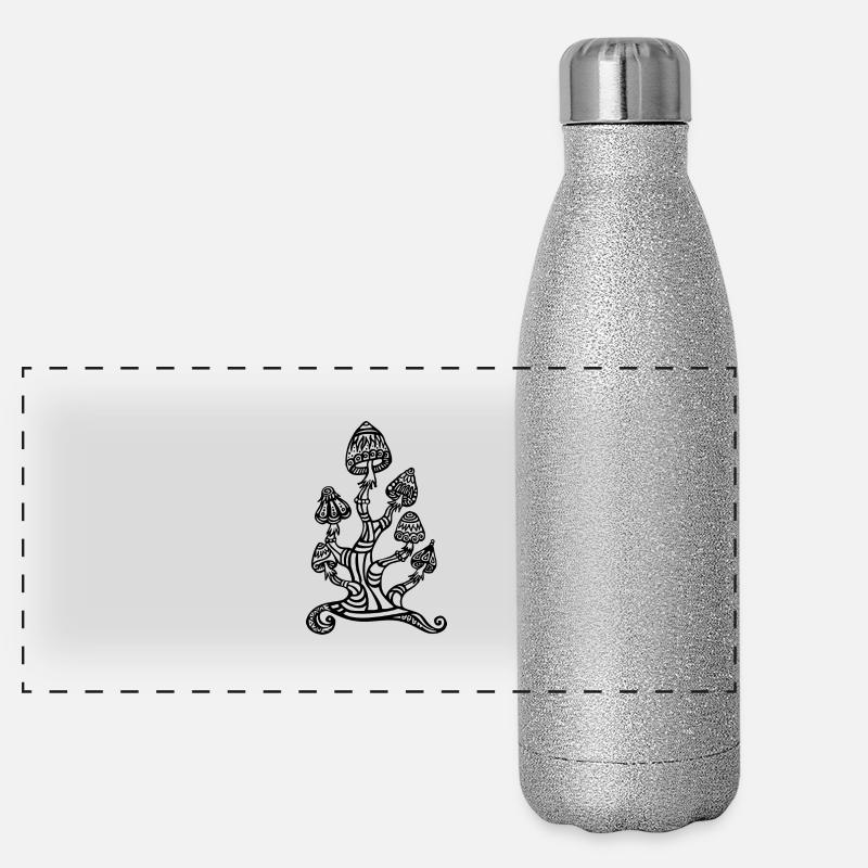 Magic mushrooms, wonderland, psychedelic, lsd Gourde isotherme panoramique pailletée 500 ml