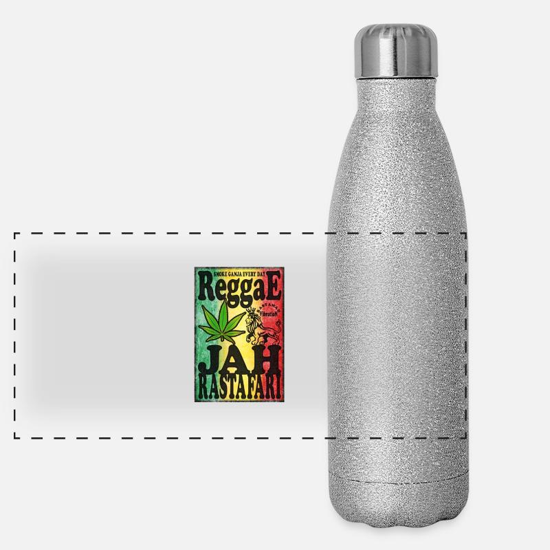 smoke ganja every day reggae jah rastafari Gourde isotherme panoramique pailletée 500 ml