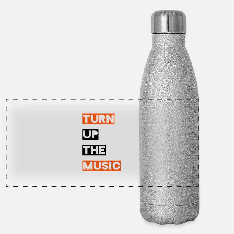 Turn up the music - Panorama Glitzer Isolierflasche 500 ml - Silber Glitzer