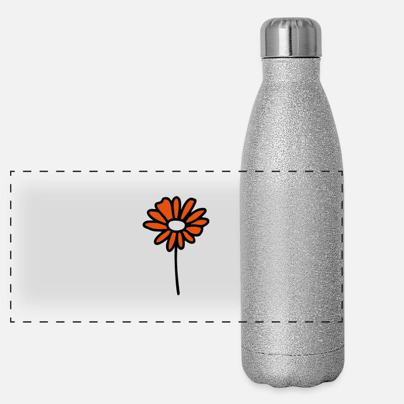 Blume Gänseblümchen - V2 Panorama Glitzer Isolierflasche 500 ml